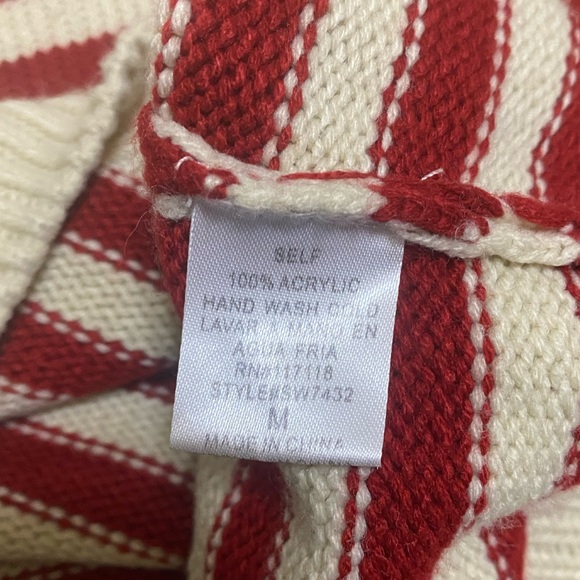 Kate Collection Striped Knit Sweater with Elbow Patch Red and Cream Size Medium - Picture 4 of 4